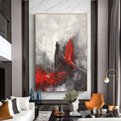 Tableau rouge Noir Gris Moderne