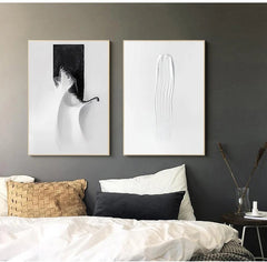 Tableau Abstrait Noir et Blanc Gris