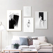 Tableau Abstrait Noir et Blanc Gris