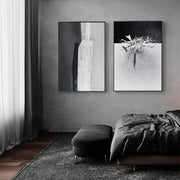 Tableau Abstrait Noir et Blanc Gris