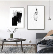 Tableau Abstrait Noir et Blanc Gris