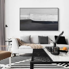 Tableau Abstrait Noir et Blanc Gris