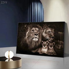 Tableau Lion Noir et Blanc