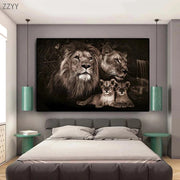 Tableau Lion Noir et Blanc