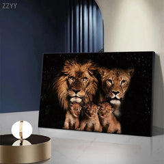 Tableau Lion Noir et Blanc