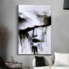 Tableau Noir et Blanc Abstrait Contemporain